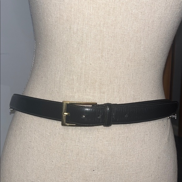 TRAFALGAR Mens 36 Cortina LEATHER BELT - Black - Made In USA Gold Tone Buckle main image 6
